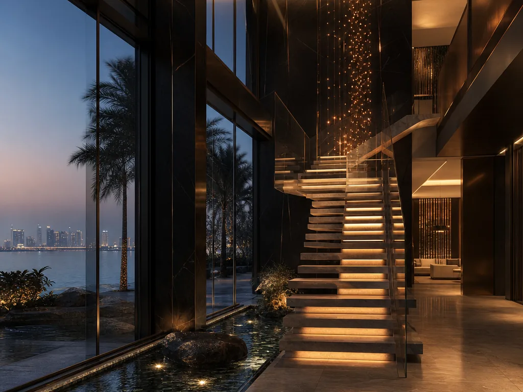 Sculptural luxury villa interior